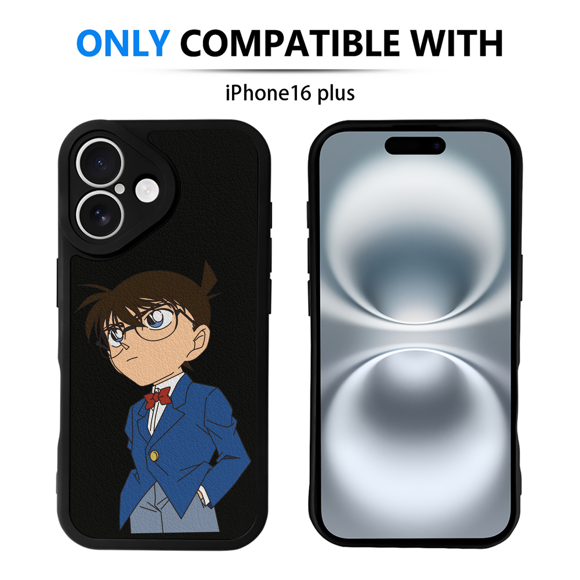 （画像用） 名探偵コナン 江戸川 コナン Detective Conan Conan Edogawa 【iPhone 16シリーズ対応】シリコンスマホケース（レザー調） 材質：シリコン